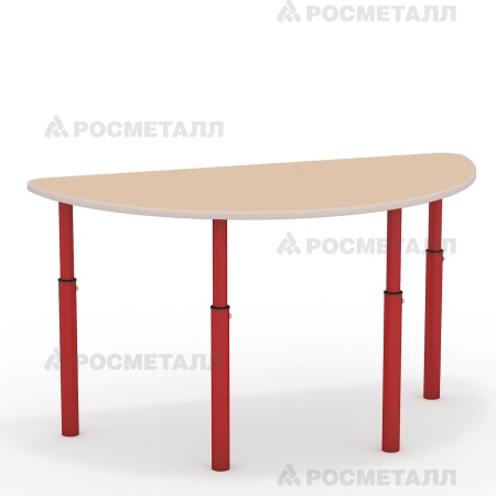 Стол полукруглый, регулируемый по высоте ЛДСП Кремовый Красный 0-3