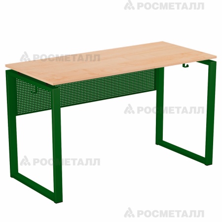 Стол на каркасе "КВАДРАТ", с балками, экран - перфорация ЛДСП Ольха Зеленый 6