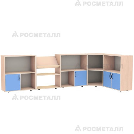 Стеллаж для игрушек и дидактического материала (5 предметов) ЛДСП Синий/Кремовый