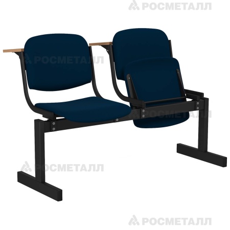 Блок стульев 2-местный мягкий, откидной, лекционный Флок Бордо (флок)