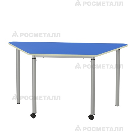 Стол для коворкинга модульный регулируемый с колесными опорами ЛДСП Синий Серый 4-6