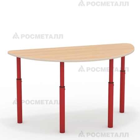 Стол полукруглый, регулируемый по высоте ЛДСП Красный Серый 0-3