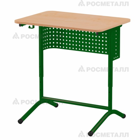 Стол ученический 1-местный регулируемый на каркасе «ДУГА»  с перфорацией (ЛДСП 16 мм) ЛДСП Ольха Зеленый 5-7