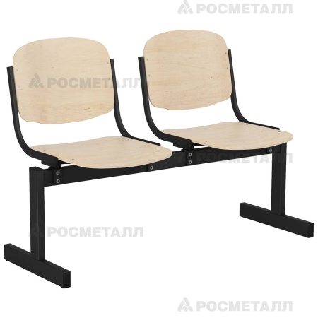 Блок стульев 2-местный жесткий, неоткидной Гнутоклееная фанера Фанера/лак
