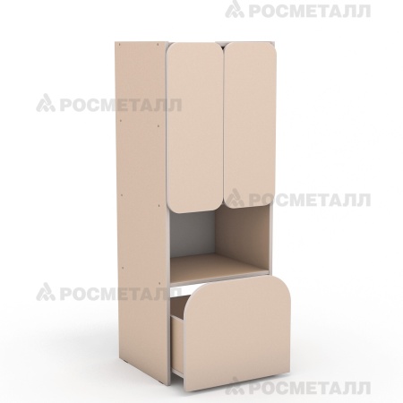Секция 4-ярусная с выкатным ящиком стенки «Антошка» ЛДСП Кремовый