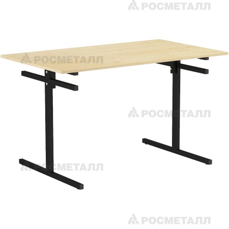 Стол для столовой 4-местный для скамеек ЛДСП/ПЛАСТИК Клен Черный 5
