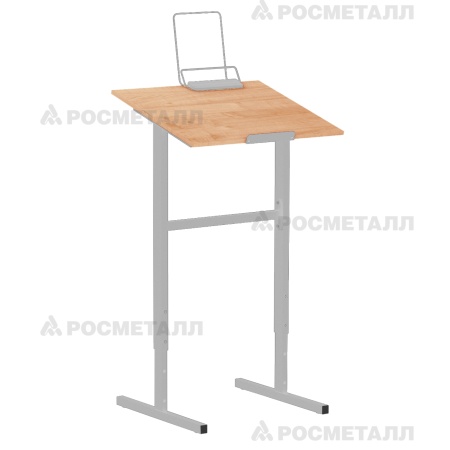 Стол-конторка ученическая на прямоугольной трубе ЛДСП Ольха Серый 2-4 Закругленные