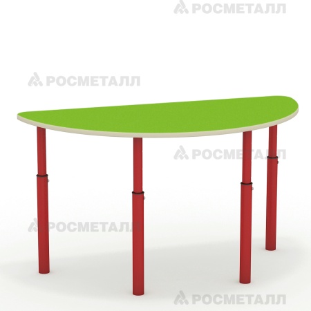 Стол полукруглый, регулируемый по высоте ЛДСП Зеленый Красный 0-3