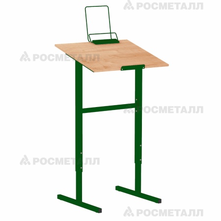 Стол-конторка ученическая на прямоугольной трубе ЛДСП Ольха Зеленый 2-4 Закругленные