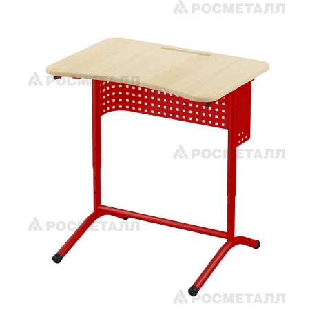 Стол ученический 1-местный регулируемый на каркасе «ДУГА» с перфорацией (МДФ 16 мм) МДФ Клен Красный 5-7
