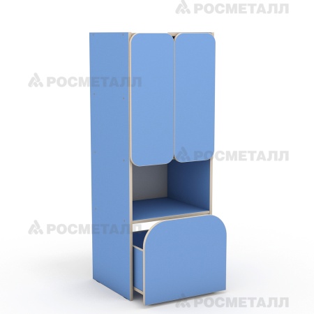 Секция 4-ярусная с выкатным ящиком стенки «Антошка» ЛДСП Синий