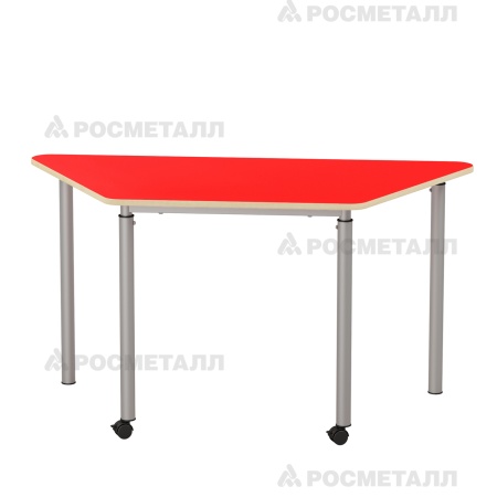 Стол для коворкинга модульный регулируемый с колесными опорами ЛДСП Красный Серый 4-6