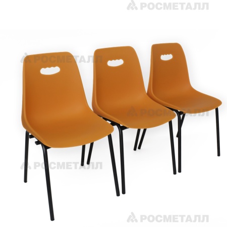 Секция стульев трехместная (272.3) Черный Оранжевый